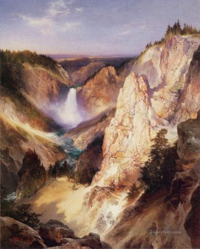 Great Falls of Yellowstone landscape Thomas Moran mountains Oil Paintings
